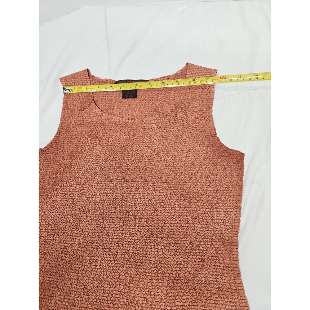 Popcorn Crinkle Tank Top Burnk Orange Boho Indie Stretch Sleeveless M 90's - Picture 9 of 9